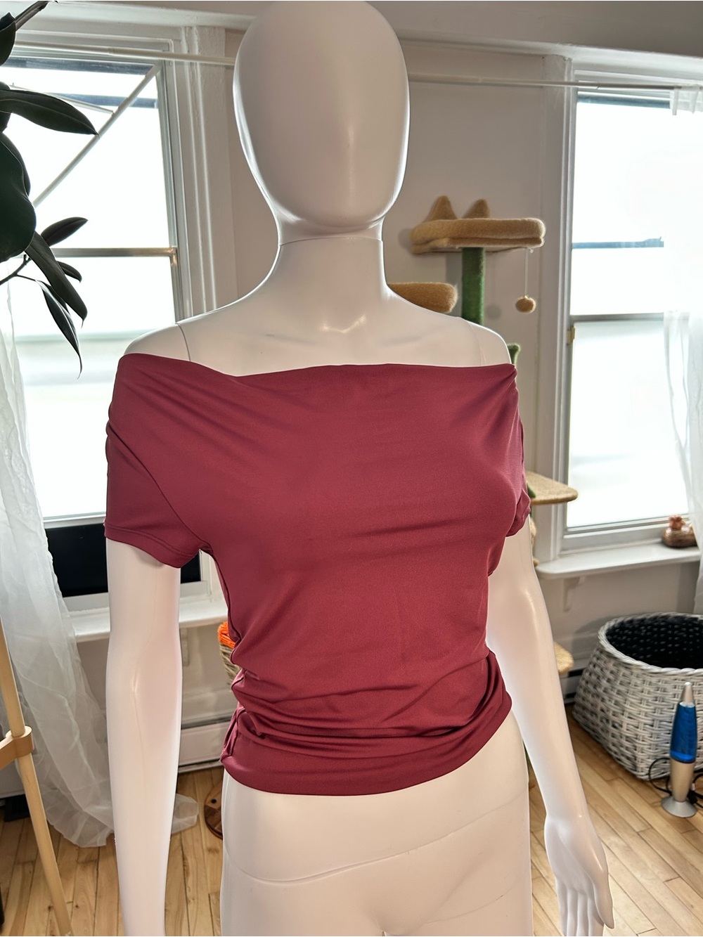 Off-Shoulder Burgundy Women’s Top